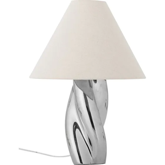 Bloomingville Silva bordlampe, sølv stentøj & hør Ø35 cm