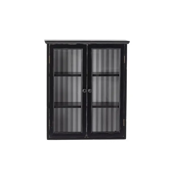 Creative Collection Hazem skab, sort fyrretræ m. glas (51,5x66,5x22,5 cm)