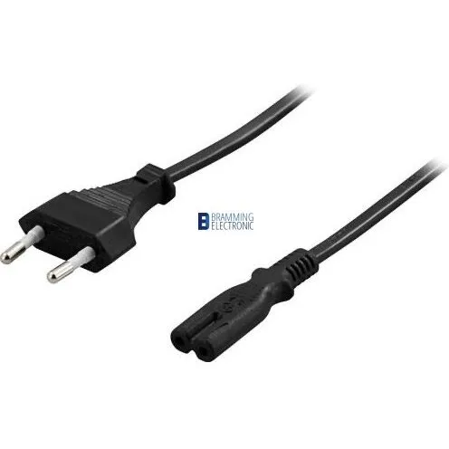 DELTACO IEC C7 8-tals strømledning 3 m, sort