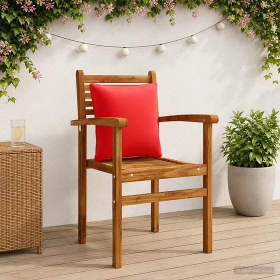 vidaXL PUTTEN Rygpuder 4 stk. - Rød - 40 x 40 x 15 cm