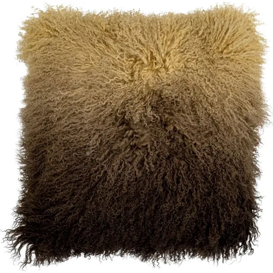 Bloomingville Pansy pude 50 x 50 cm, brun lammeskind