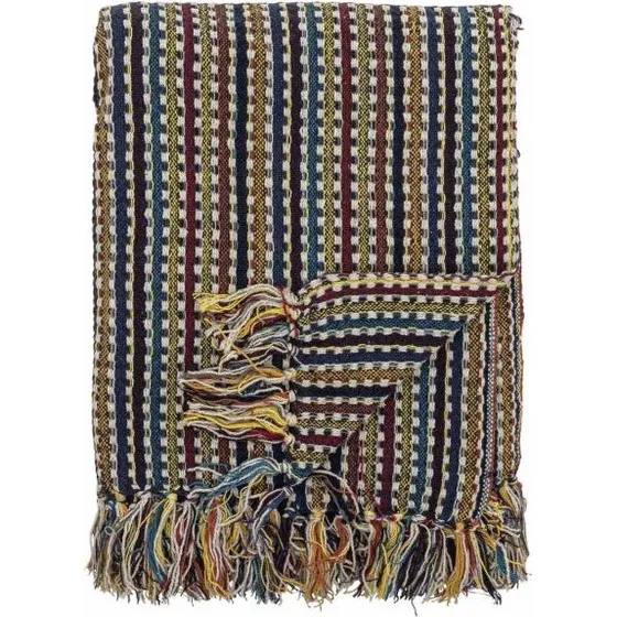 Bloomingville Lazzario plaid, blå 160x130 cm, genanvendt bomuld