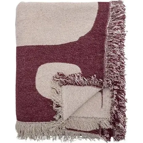 Bloomingville Olica sengetæppe 160 x 130 cm, pink-rød