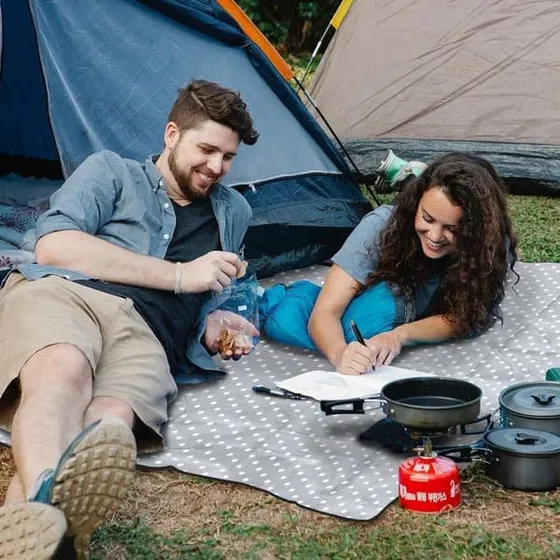 Sandos XXL Picnicmåtte 200x200 cm - Vandtæt med fleece og håndtag