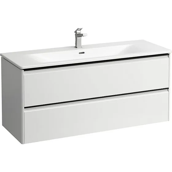 Laufen Palace møbelpakke 120cm, mat hvid, sortgreb, softclose