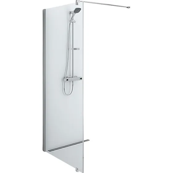 Contura Space brusevæg 100 cm - Sølv / Transparent glas