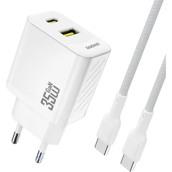 Dudao A27 MaxC 35W GaN Vægoplader med USB-C Kabel - Hvid