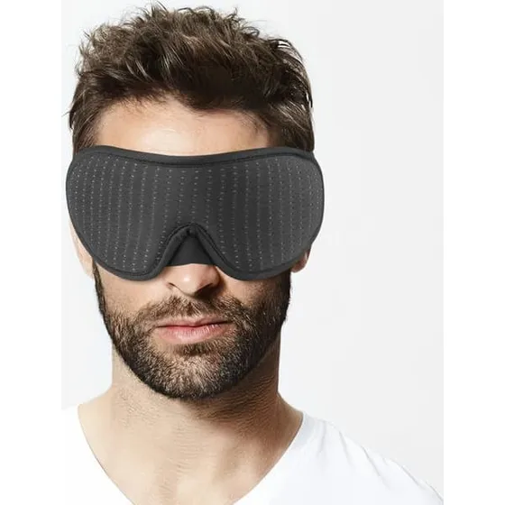 3D Sovemaske i Memory Foam - Sort, 24x10,5 cm