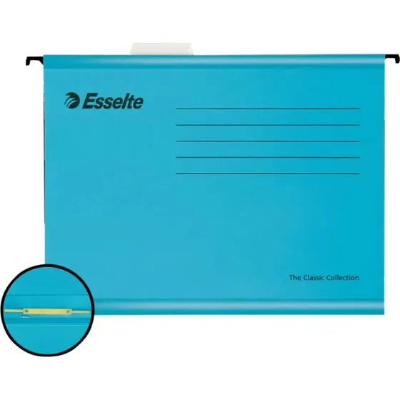 Esselte Classic hængemapper A4 m/split og overligger blå 10 stk