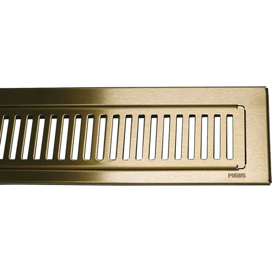 PURUS Line RIB ramme og rist 600mm i PVD-messing og rustfrit stål