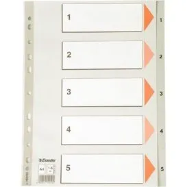 Esselte Plastregister A4 1-5, grå med kartonforblad