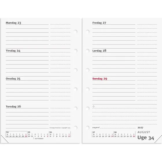Mayland System Mini Ugekalender Refill 2027 - Tværformat