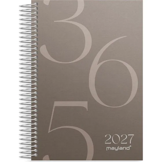 Mayland Dagkalender 2027 mønstret karton spiral 11,7x17,1cm