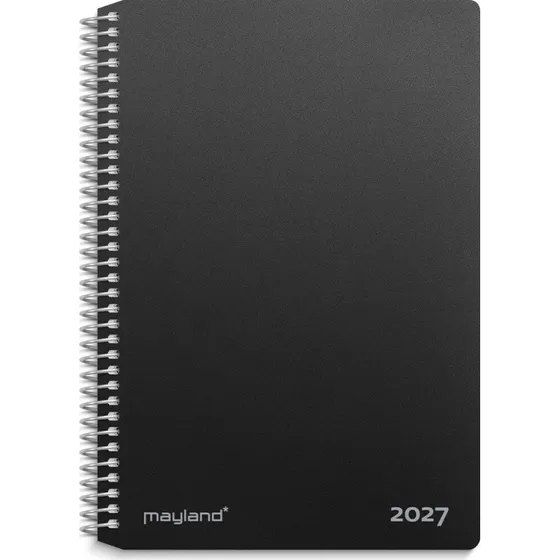 Mayland 2-dages-kalender 2027 sort PP-plast 11,7 x 17,1 cm