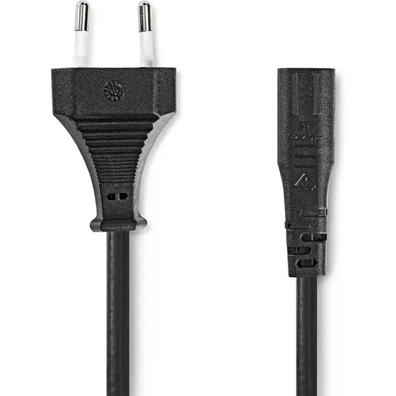 Nedis Strømkabel Eurostik til IEC-320-C1, 2 m, sort