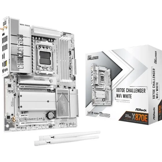 ASRock X870E Challenger WiFi White ATX AM5 Bundkort