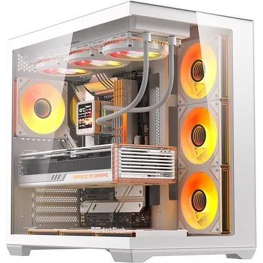 Darkflash C280 Mid Tower Kabinet - Hvid med 7 Fans