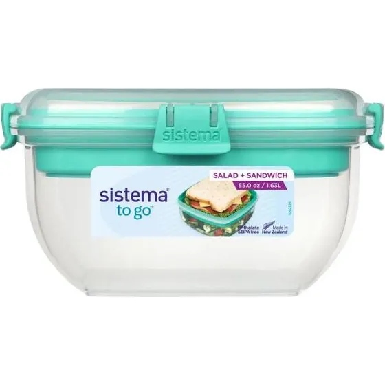 Sistema 1,63 l Salad & Sandwich To Go – Minty Teal madkasse
