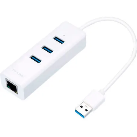 TP-Link USB 3.0 Netkort med 3-ports USB Hub – 1 Gbps, Hvid