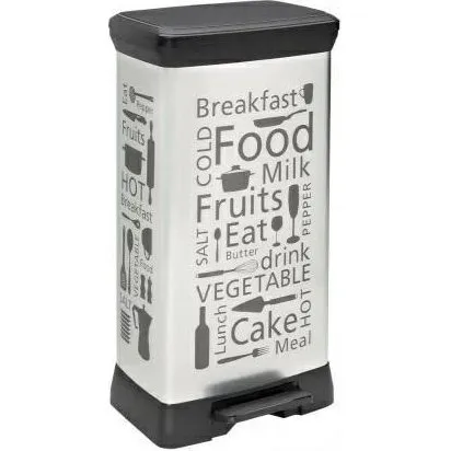 Curver IML Kitchen Pedalspand 50L - Sølv/Sort med køkkenmotiv