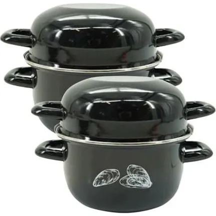 Fackelmann Set med 2 emaljerede musselkrukor - 20,5 x 26 x 17,5 cm