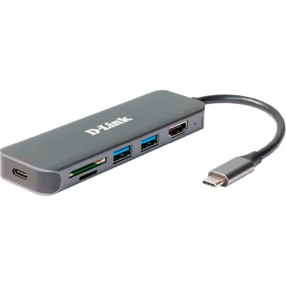 D-Link DUB-2327 6-i-1 USB-C Hub med HDMI & kortlæser