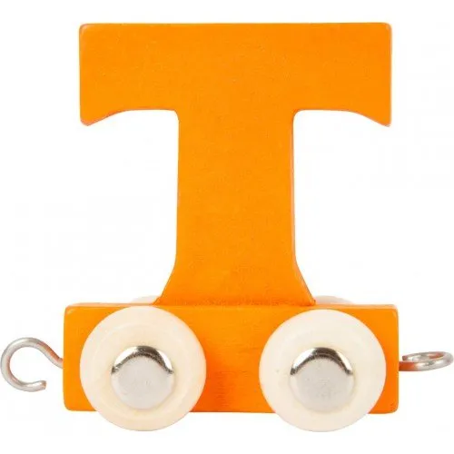 TRÆ NAVNETOG - T, malet træ på hjul