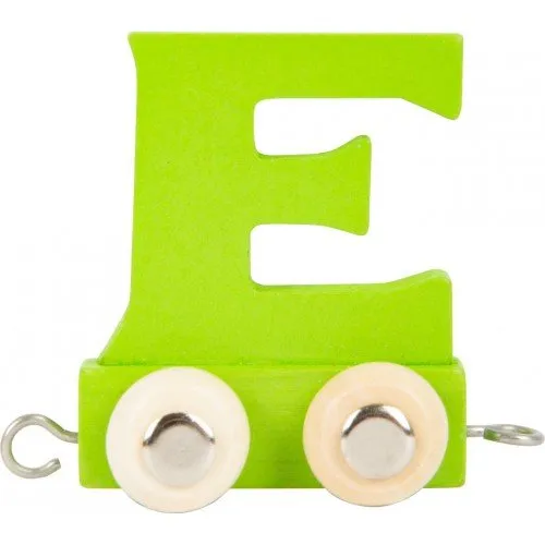 TRÆ NAVNETOG E - malet bogstav på hjul