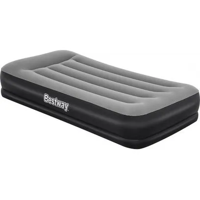 Bestway Tritech luftmadras 191x97x36 cm - grå/sort, indbygget pumpe