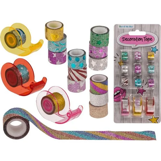 12-pak Glitrende Dekorationstape til Hobby og Scrapbooking