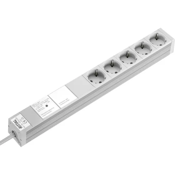 Rittal 5-udtag stikdåse med støjfilter til 19" rack (2m)