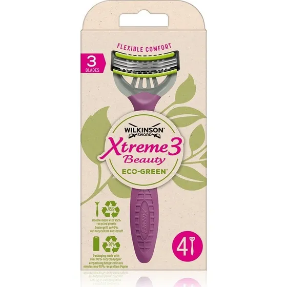 Xtreme3 Beauty eco Grøn engangsskraber til kvinder, 4 stk.