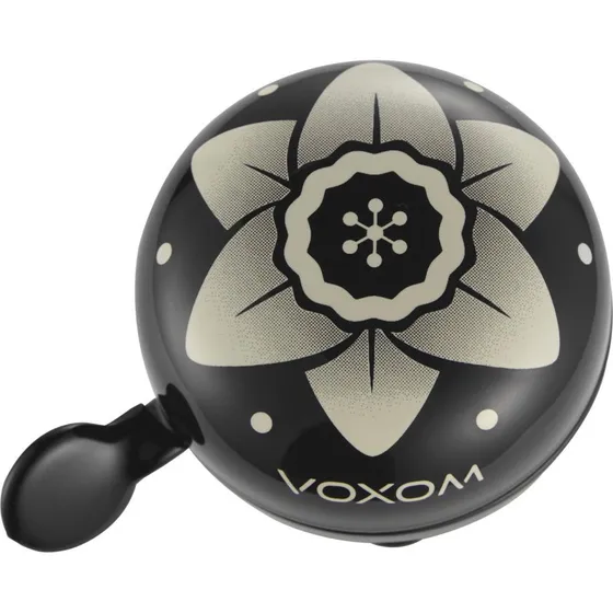 Voxom KL21 Ding Dong Cykelklokke 60 mm - Sort med blomsterdesign