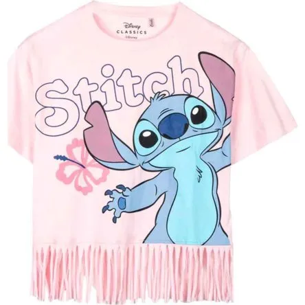 Disney Stitch T-shirt til piger, kortærmet lyserød/blå 10 år