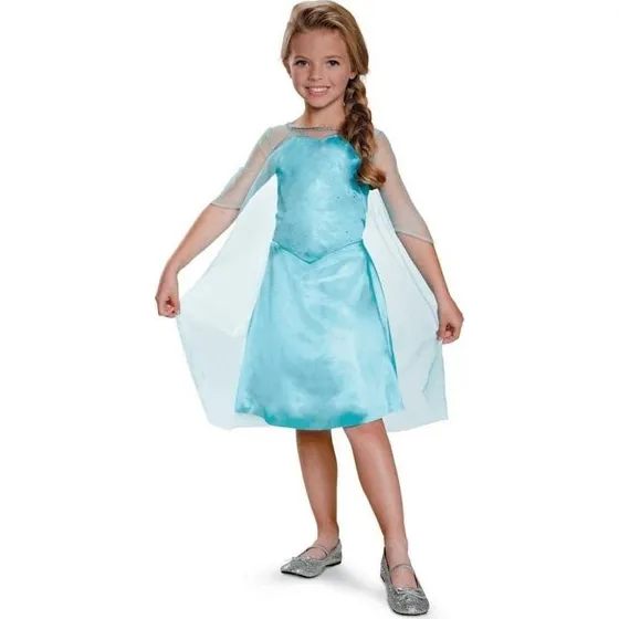 Disney Elsa kostume blå til børn, 5-6 år (109–123 cm)