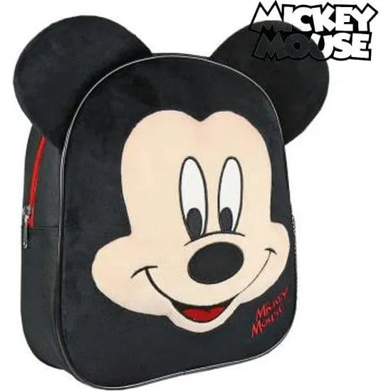 Disney Mickey Mouse børnerygsæk i blød plys, sort (22×18×8 cm)