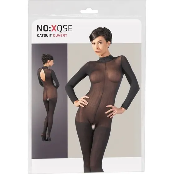 NOXQSE Sexet Gennemsigtig Jumpsuit med Åbent Skridt ML