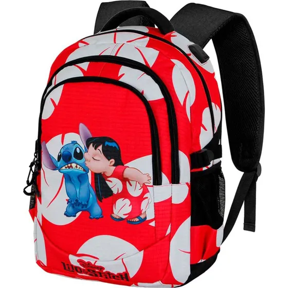 DISNEY Lilo & Stitch Kiss Running Plus skoletaske 44x34x21 cm rød