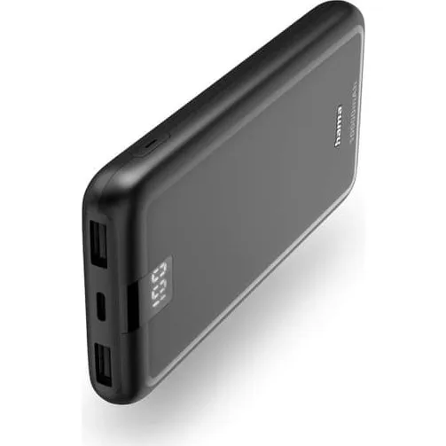 Hama Powerbank 10000 mAh USB-C + 2×USB-A, sort