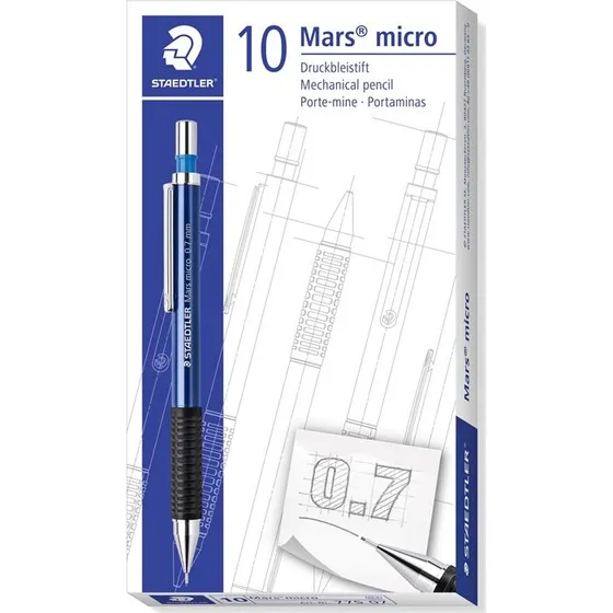Staedtler Mars Micro 0,7mm Stiftblyant, Blå, 10 stk.