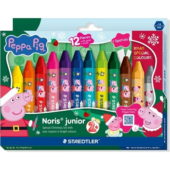 Staedtler Gurli Gris voksfarver, 12 stk. (Jule Edition)