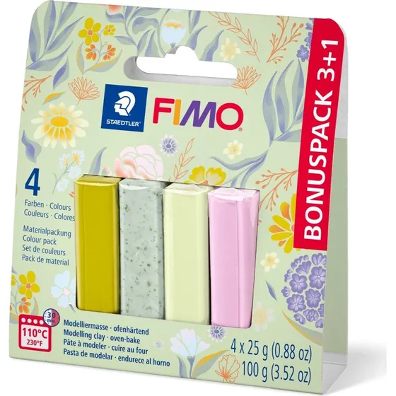 FIMO Soft modellervoks sæt 3+1 - Blomster & Florale farver