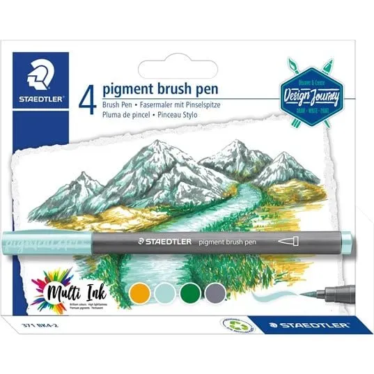Staedtler Design Journey Brush Pen Sø - 4 stk.
