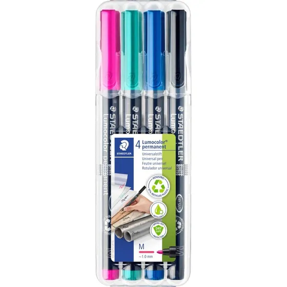 Staedtler Lumocolor Permanent Marker 1,0mm Assorteret (4 stk)