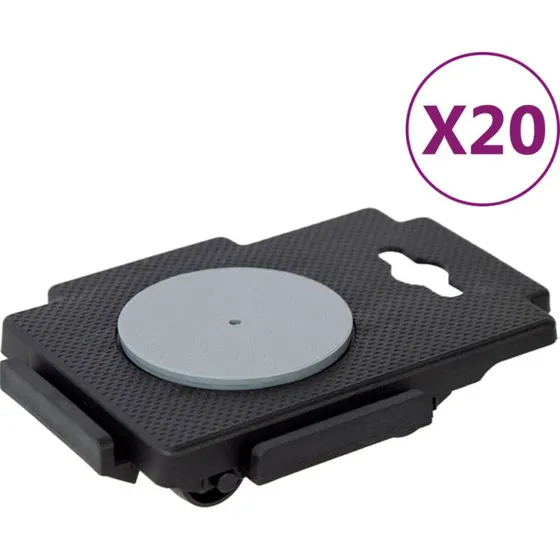 vidaXL Møbelhunde 20 stk. med 8 hjul - 150 kg - Sort