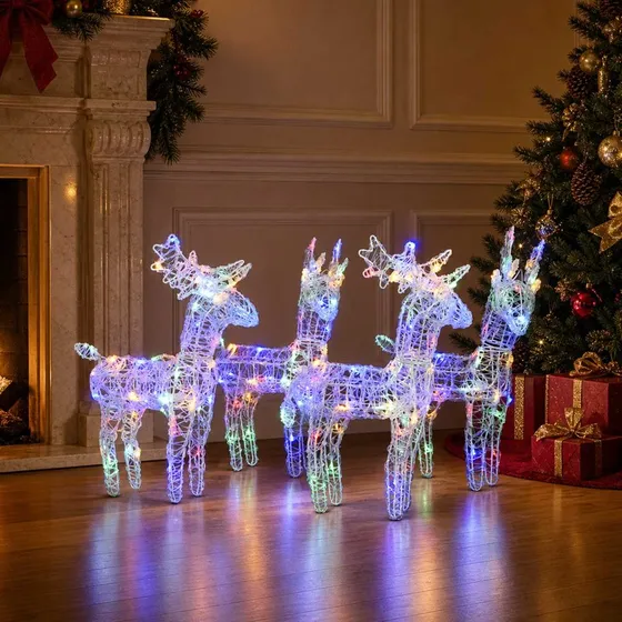 vidaXL Julerensdyr 4 stk. 160 LED Akryl Flerfarvet Lys