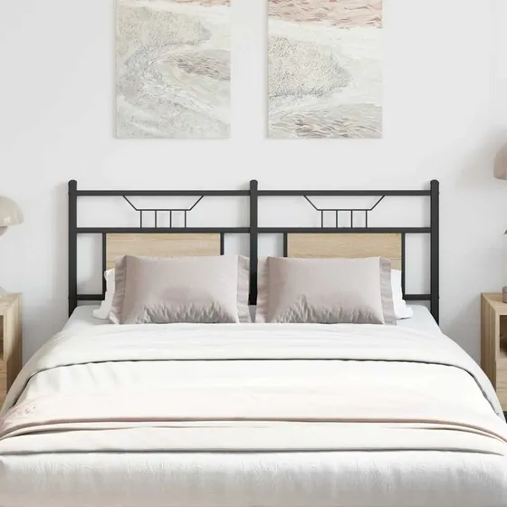 vidaXL Sengegavl 137 cm i sonoma-eg og stål