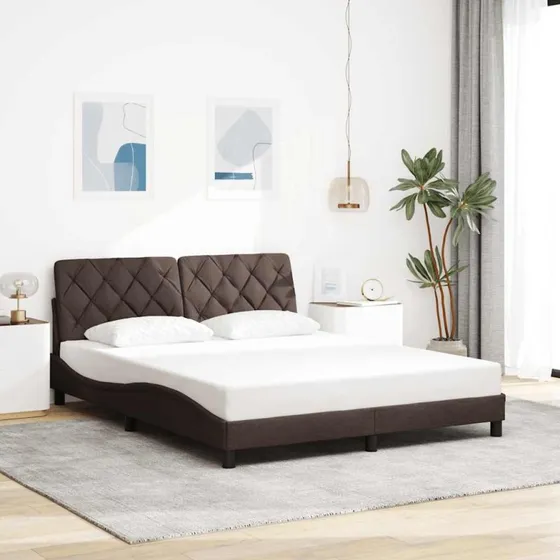 vidaXL Sengeramme 160x200 cm med hovedgærde - Mørkebrun