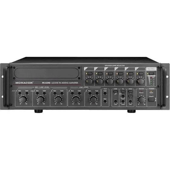 Monacor PA-6240 PA-forstærker med 6 zoner og 240W