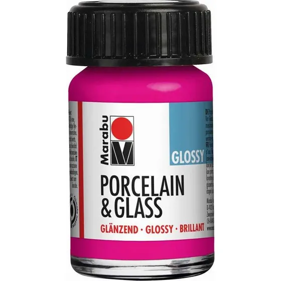 Marabu Glas- og porcelænsmaling, Hindbær Rød, 15 ml